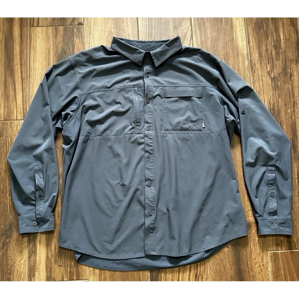 Columbia Omni-Wick Mens XXL Gray Long‎ Sleeve Hiking Fishing Button Down Shirt